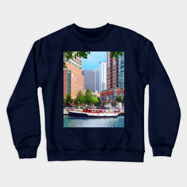 Chicago IL - Chicago River Near Centennial Fountain Crewneck Sweatshirt by SusanSavad